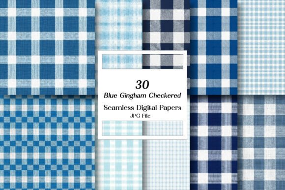 Blue Gingham Checkered Digital Pattern Graphic by Vintage · Creative ...