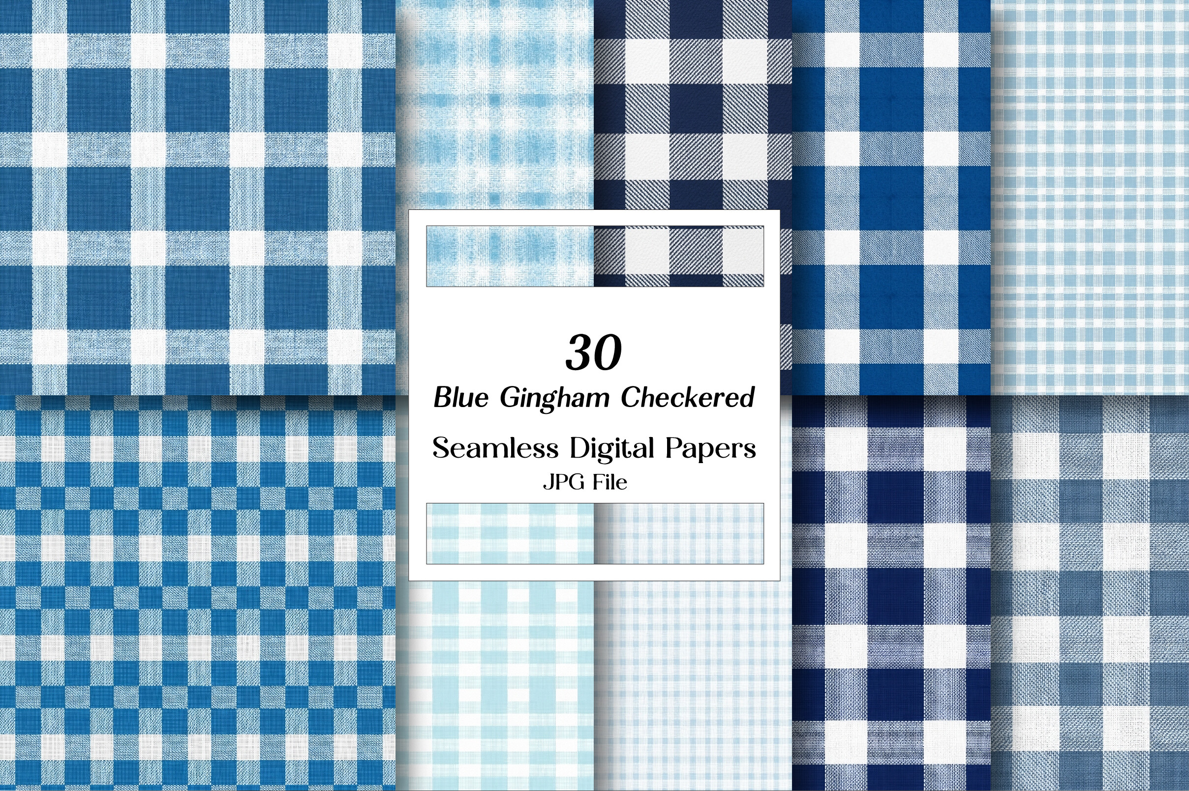 Blue Gingham Checkered Digital Pattern Graphic by Vintage · Creative ...