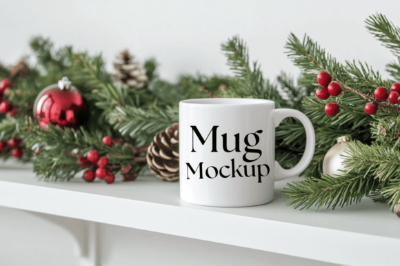Christmas White Mug Mockup Graphics