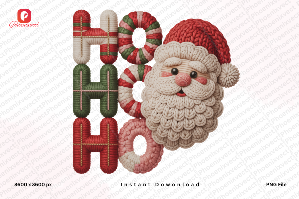Christmas Yarn Crochet Santa PNG