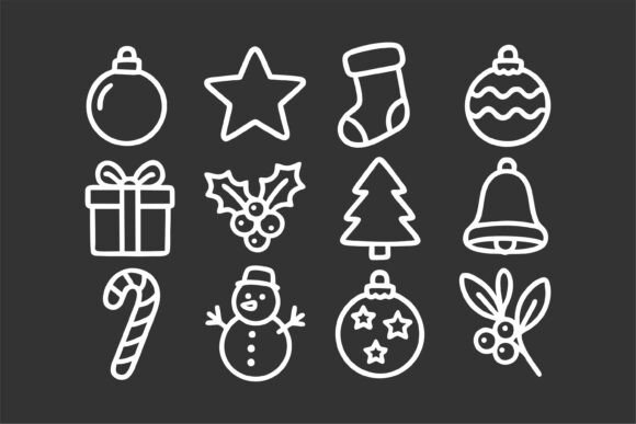 Collection of Line Art Christmas Icons