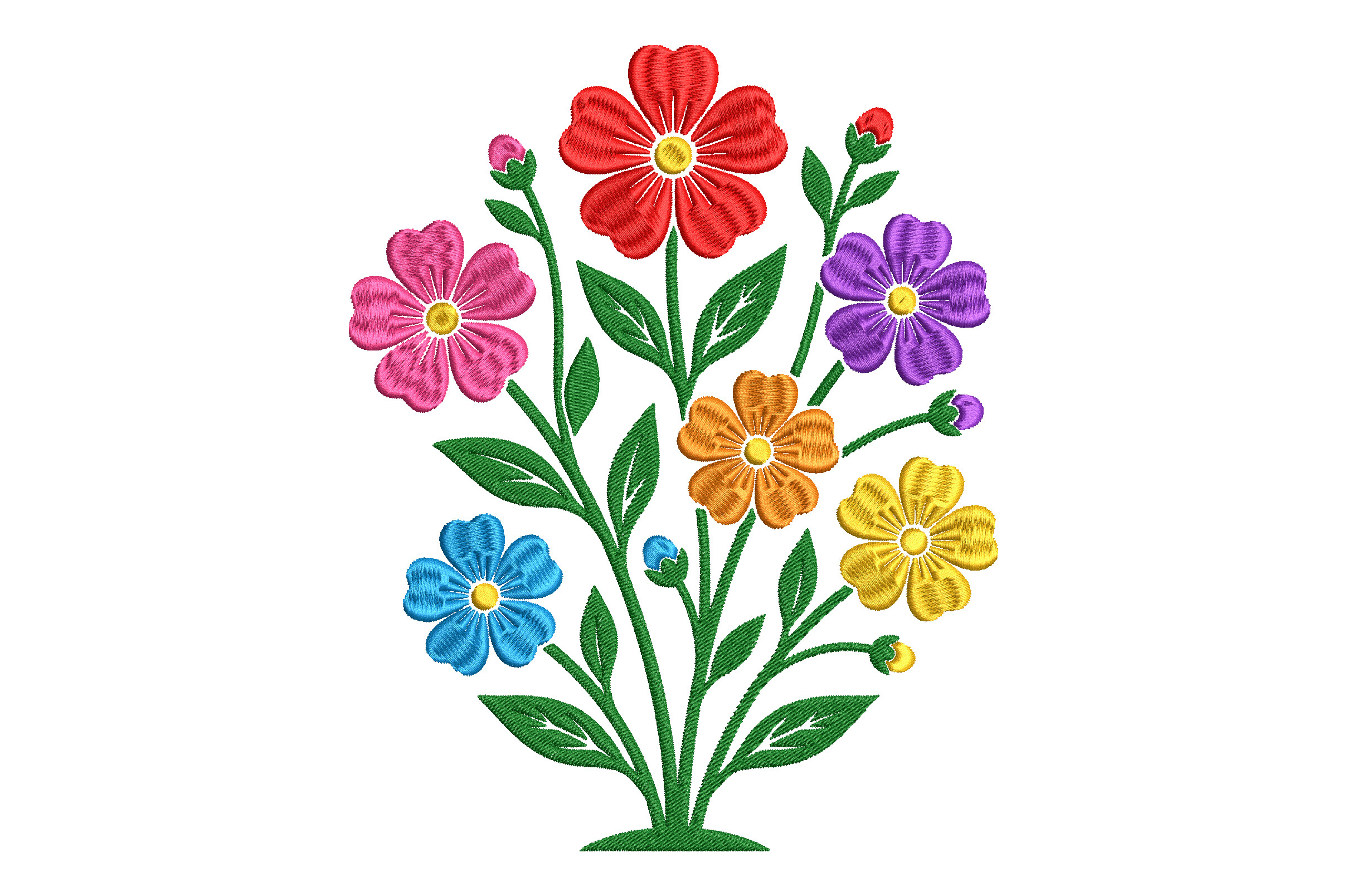 Colorful Flower Embroidery Design