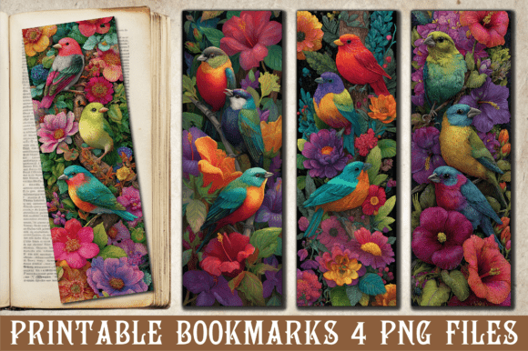 Colorful Garden Songbird PNG Bookmark