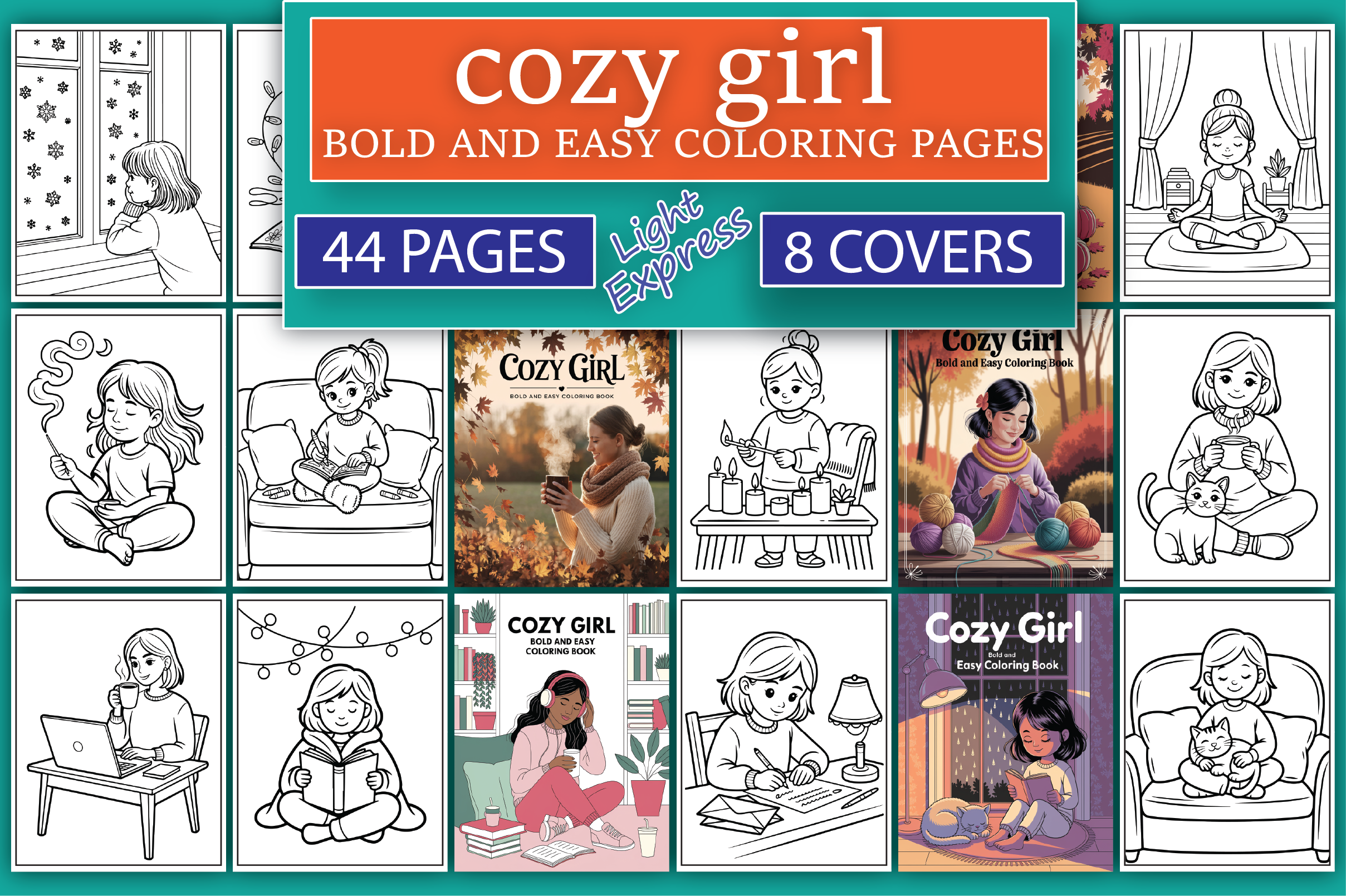 Cozy Girl Coloring Pages for Adults