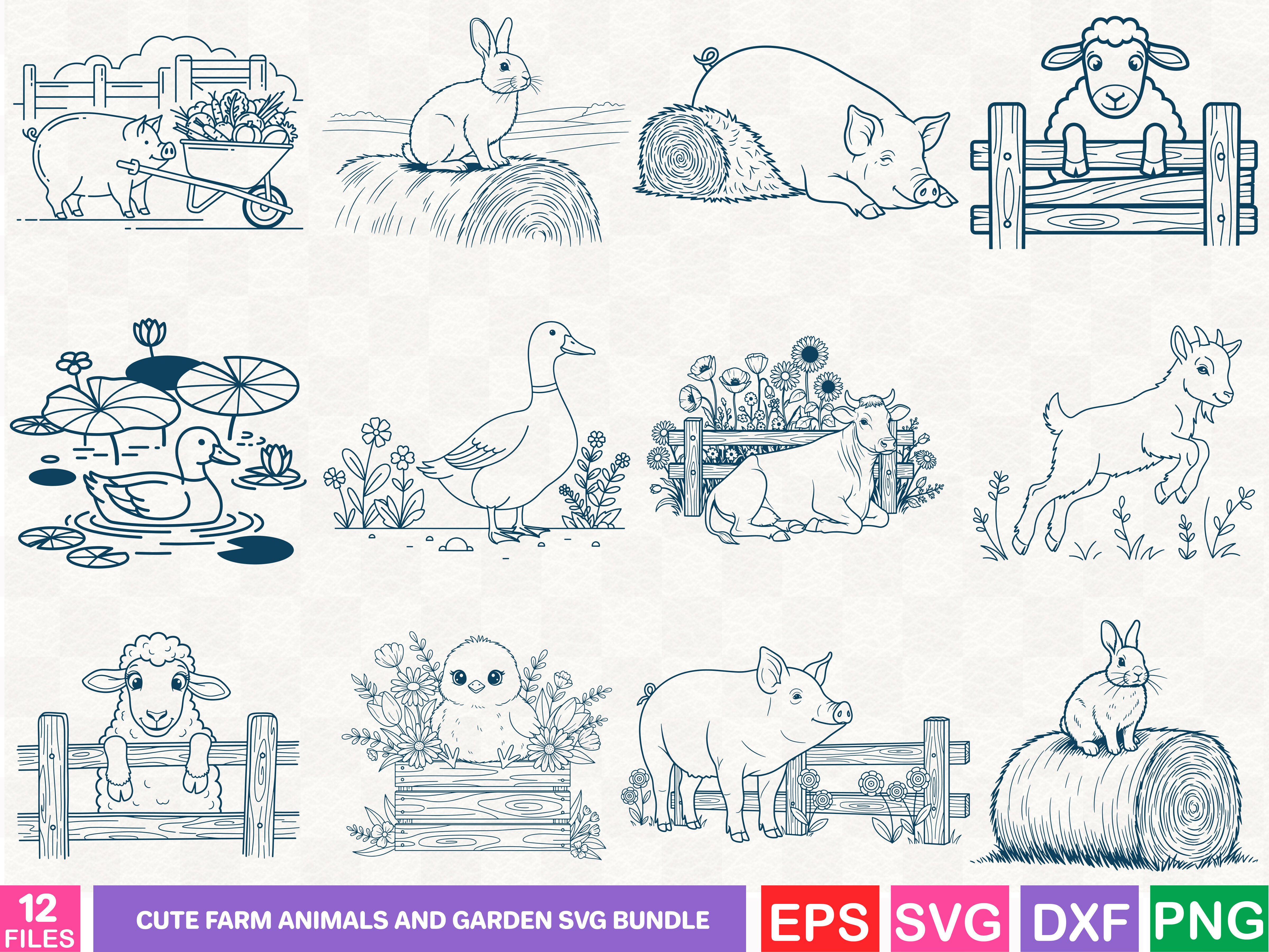 Cute Farm Animals and Garden SVG Bundle Graphic by BDdesign · Creative ...