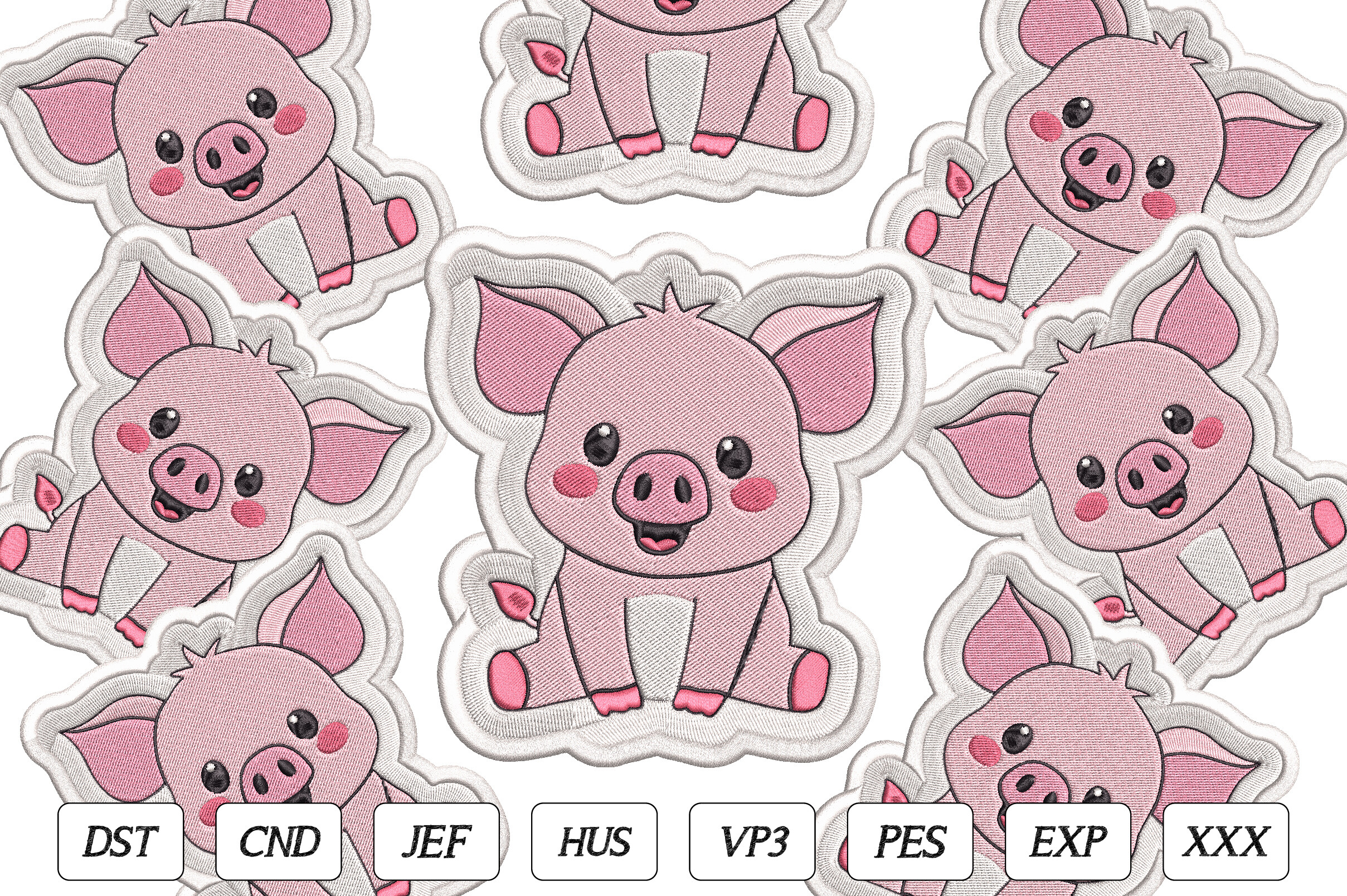 Cute Pig Embroidery Design