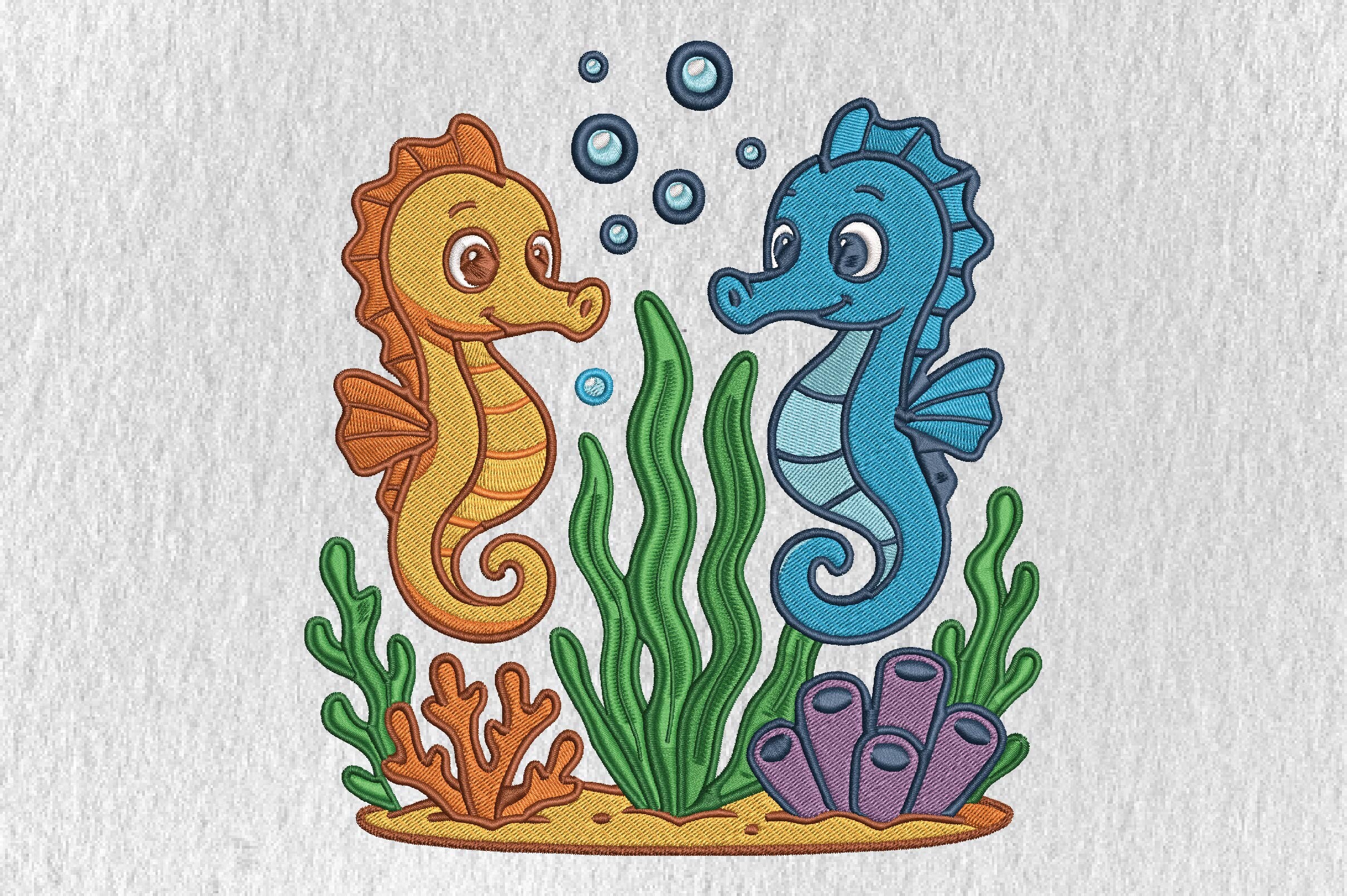 Cute Seahorse Embroidery Design