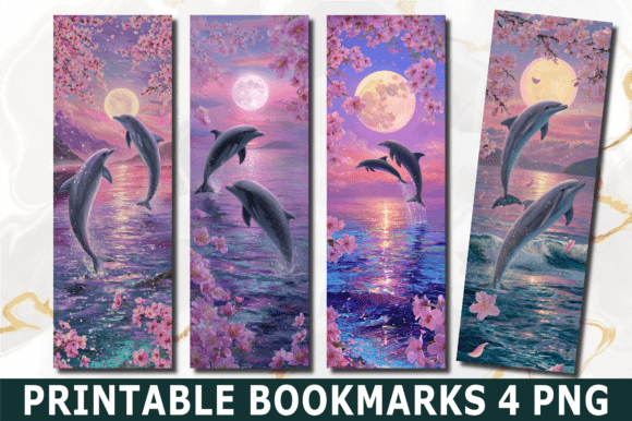 Dolphin Ocean Cherry Blossom Bookmarks