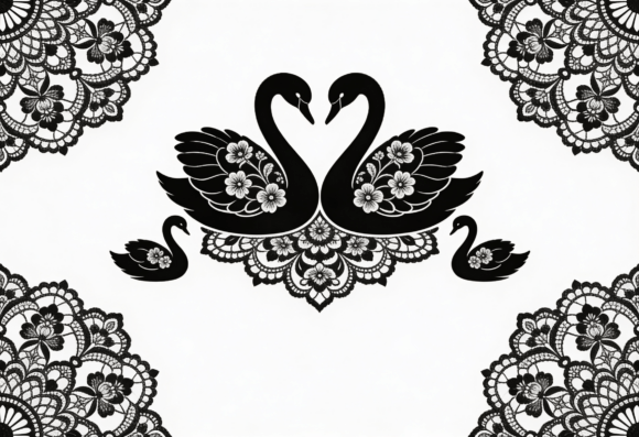 Elegant Swan Couple Lace Wedding Design Afbeelding Crafts Door rabiulalam97677