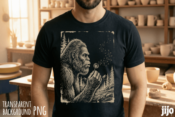 Fantasy Bigfoot Dandelion Wishes PNG Grafik T-shirt Designs Von jijopero