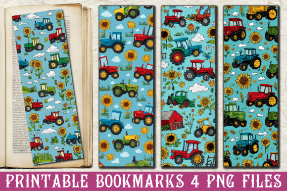 Farm Tractor Sunflower Garden Bookmark
