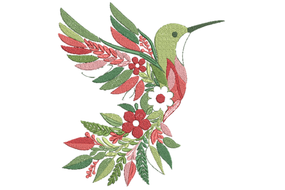 Floral Hummingbird Embroidery