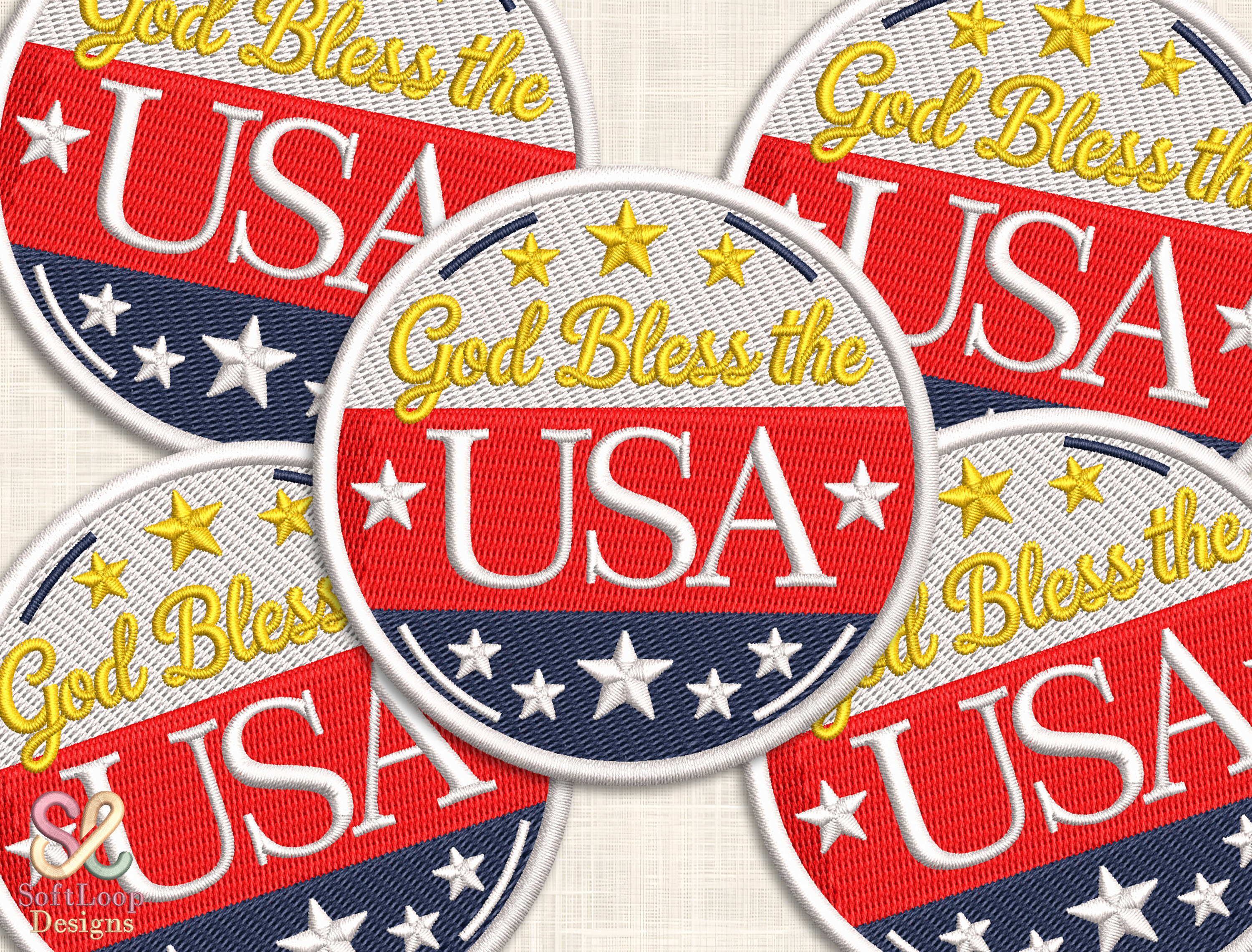 GOD BLESS the USA Patch Embroidery File
