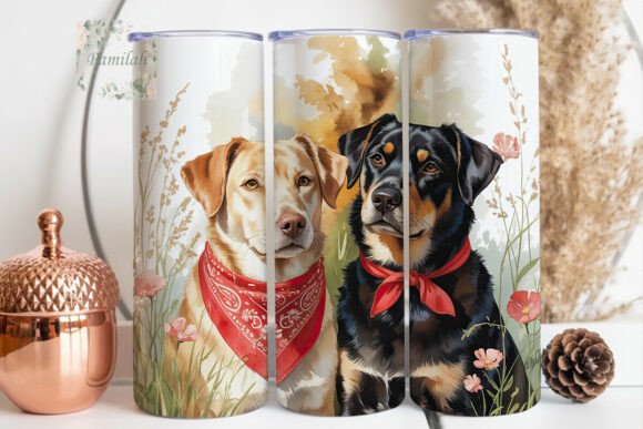Golden and black dog love 20oz tumbler wrap PNG for multi-dog mom gifts