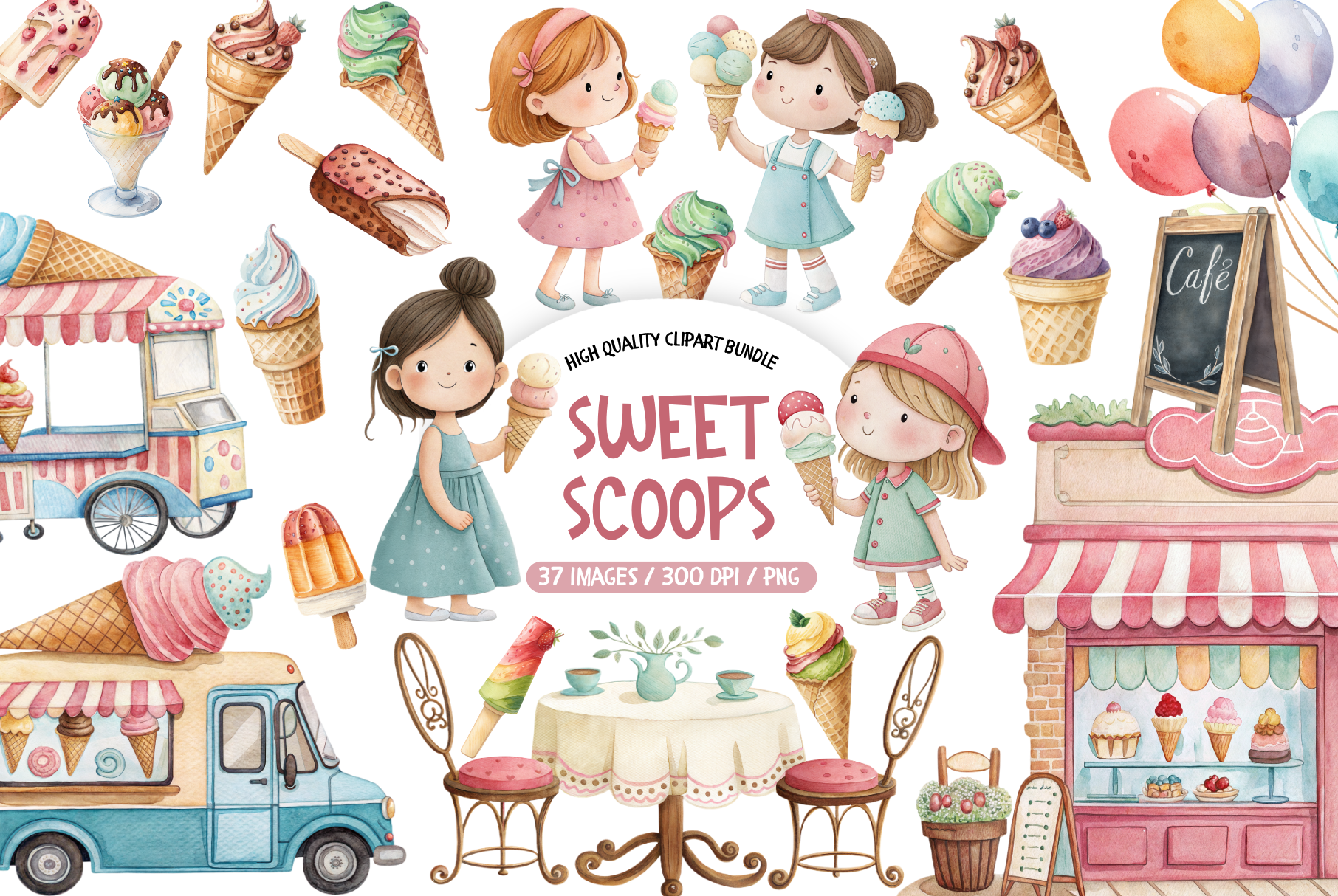 Ice Cream Truck Clipart Bundle