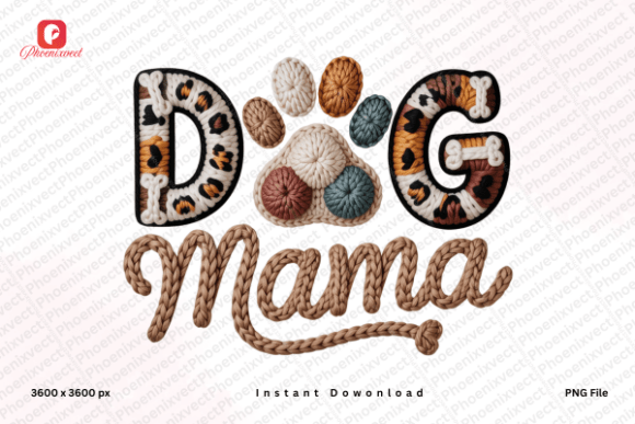 Leopard Faux Yarn Dog Paw Mama PNG