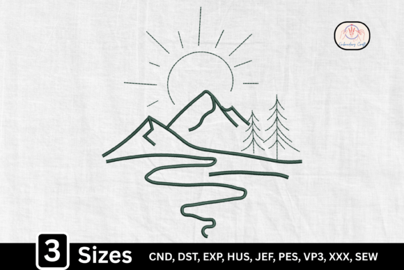 Line Art Mountain Sunset