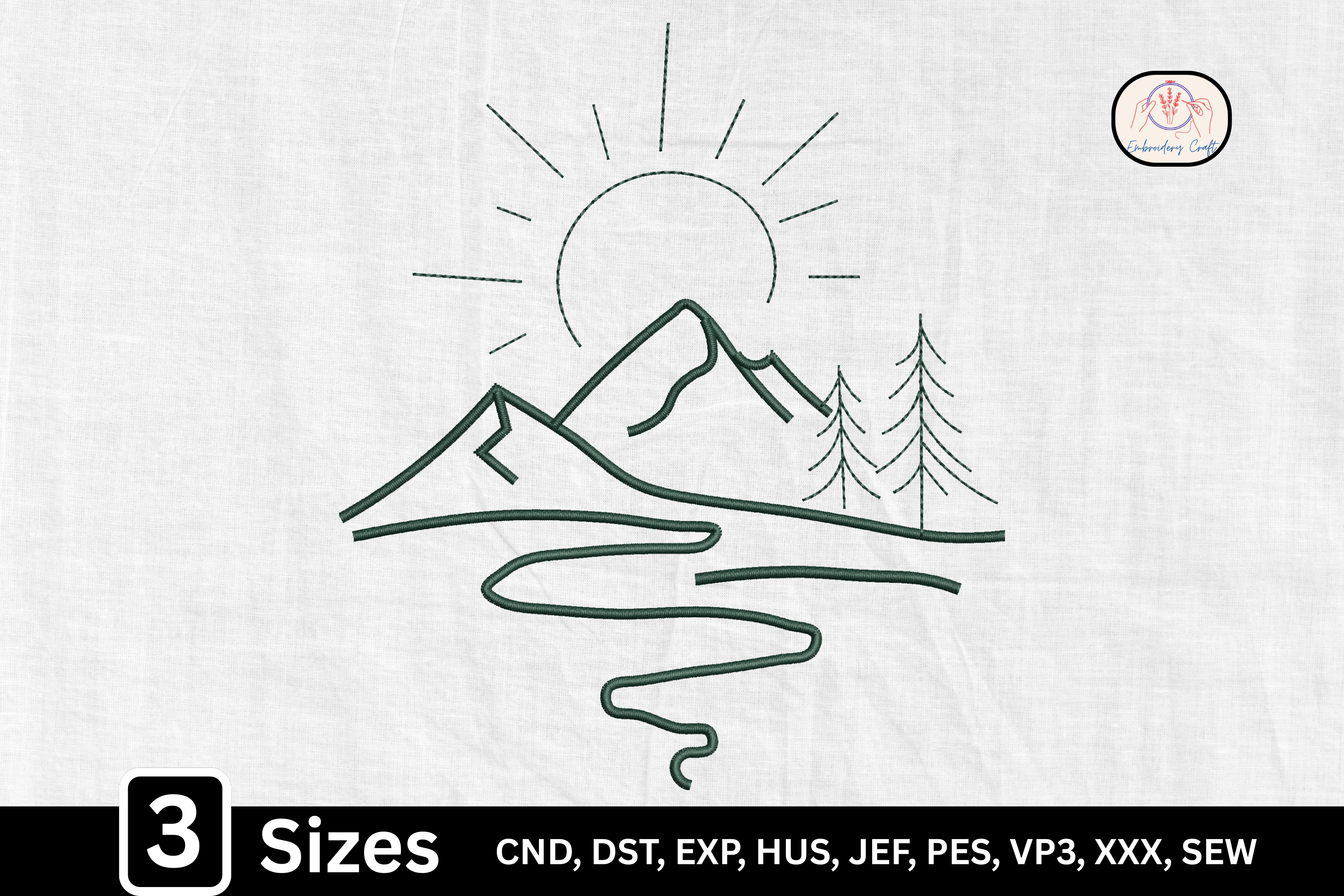 Line Art Mountain Sunset