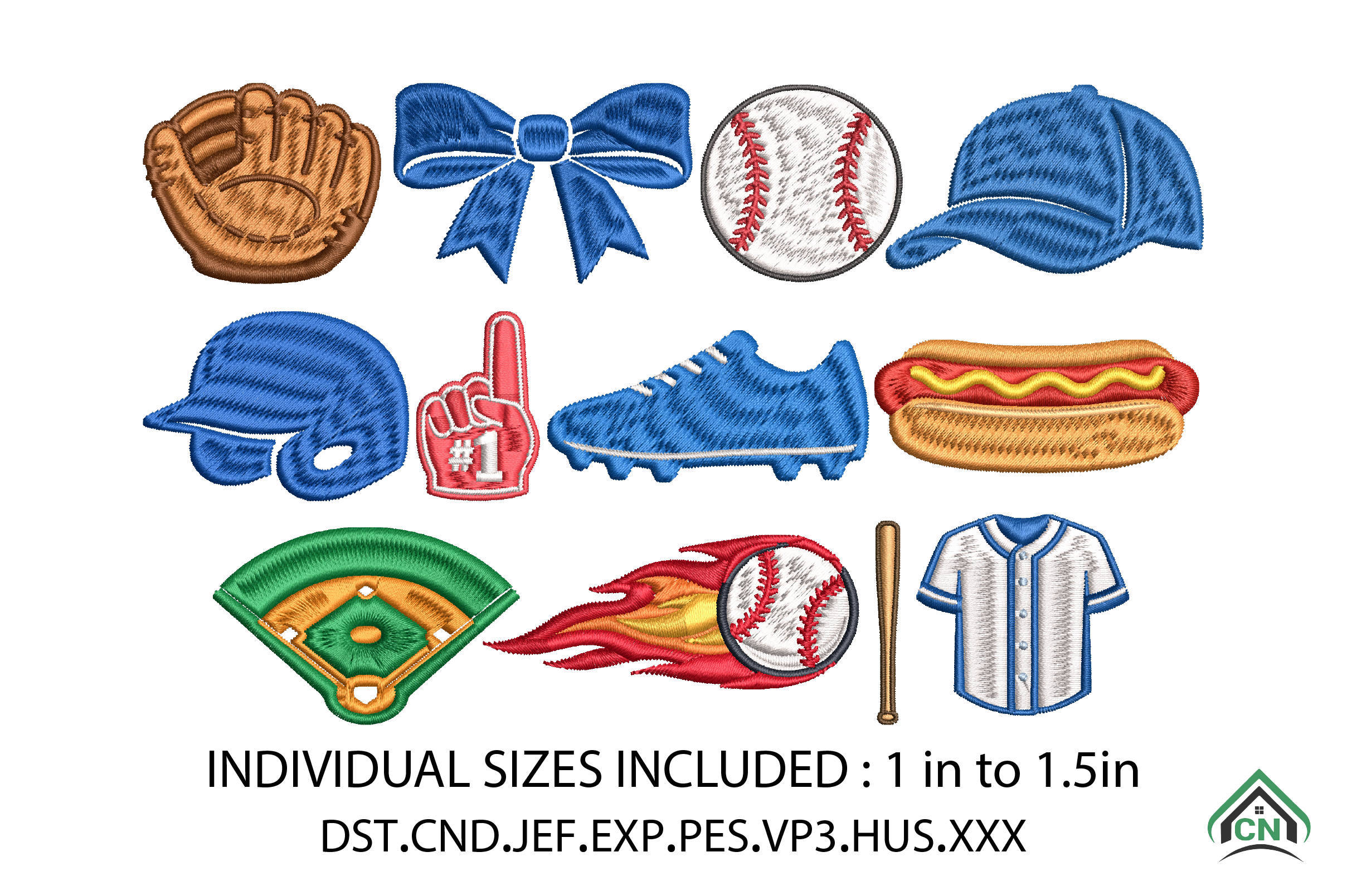 Mini Baseball Icons Machine Embroidery