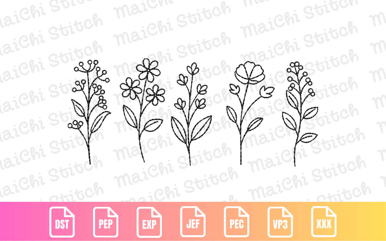 Mother's Day Wildflower Line Art