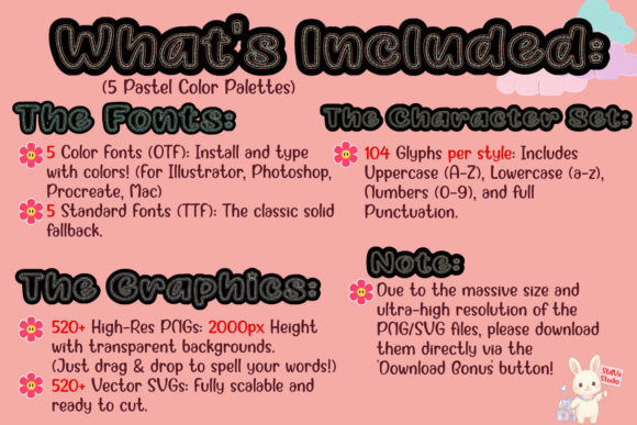 Pastel Mosaic Font Bundle Font PNG with transparent background - Preview 1