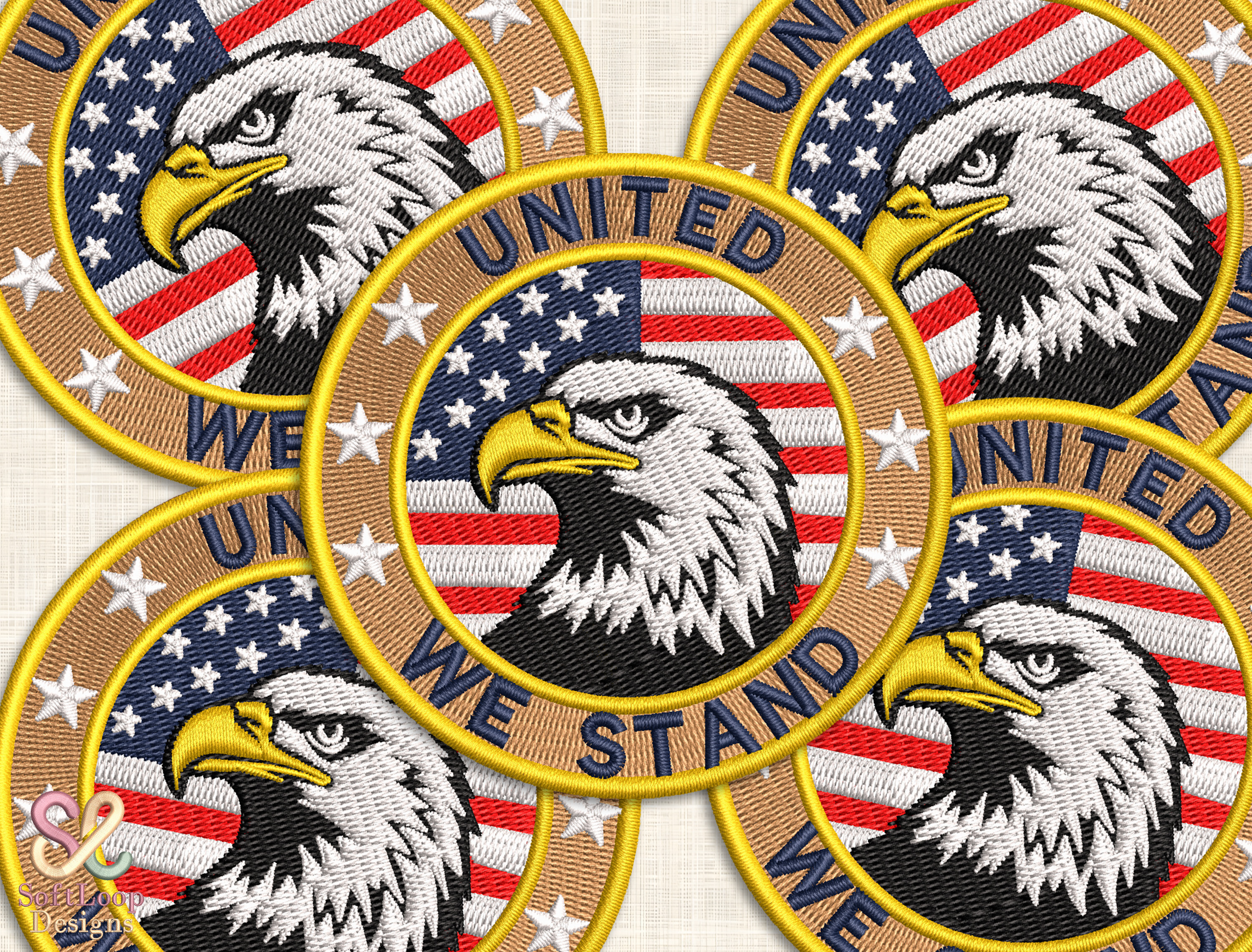 Patriotic USA Patch Embroidery Design