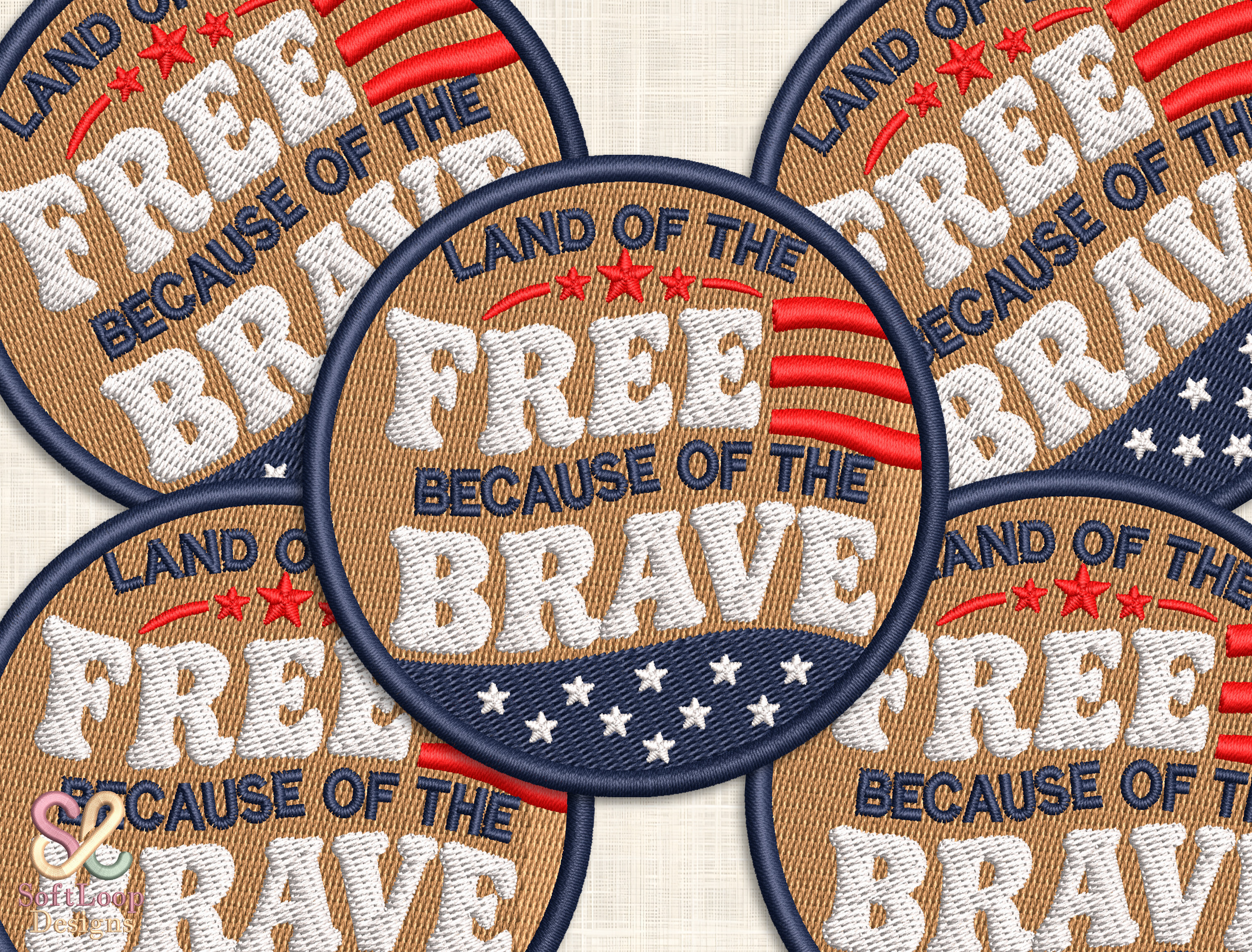 Patriotic USA Patch Embroidery Design