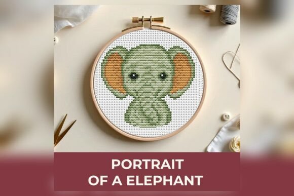 Portrait of a Elephant Cross Stitch Patt