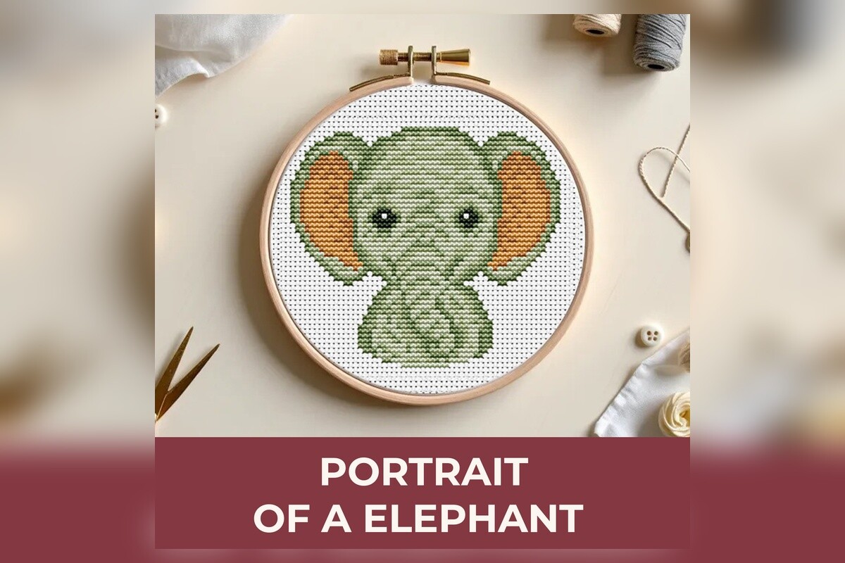 Portrait of a Elephant Cross Stitch Patt