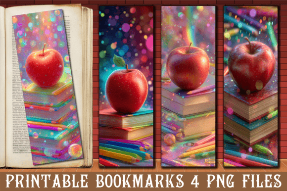 Red Apple School Teacher PNG Bookmark