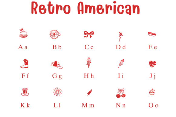 Retro American Font PNG with transparent background - Preview 1