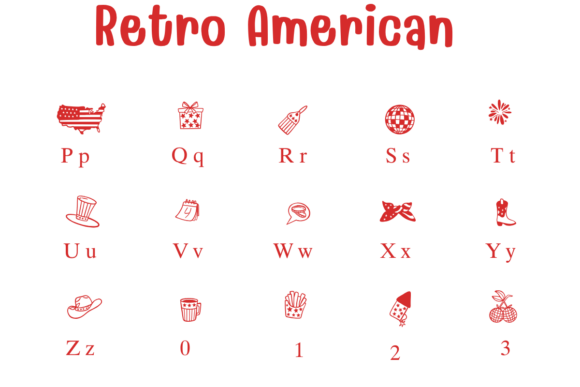 Retro American Font PNG with transparent background - Preview 2