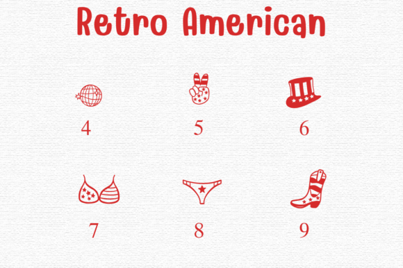 Retro American Font PNG with transparent background - Preview 3