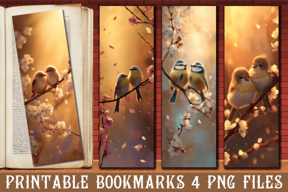 Sunset Pair Spring Bird PNG Bookmark