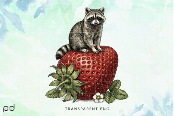 Sweet Strawberry Raccoon (11) Graphics