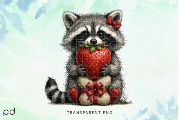 Sweet Strawberry Raccoon (12) Graphics