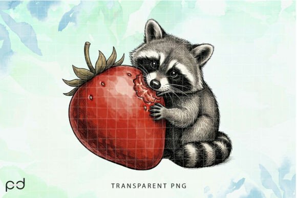 Sweet Strawberry Raccoon (2) Graphics
