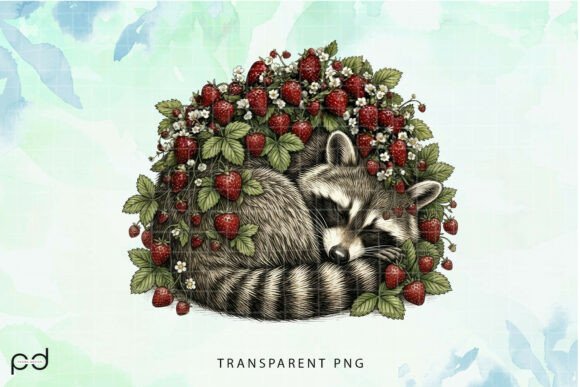 Sweet Strawberry Raccoon (3) Graphics
