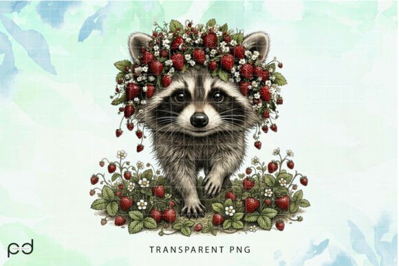 Sweet Strawberry Raccoon (4) Graphics