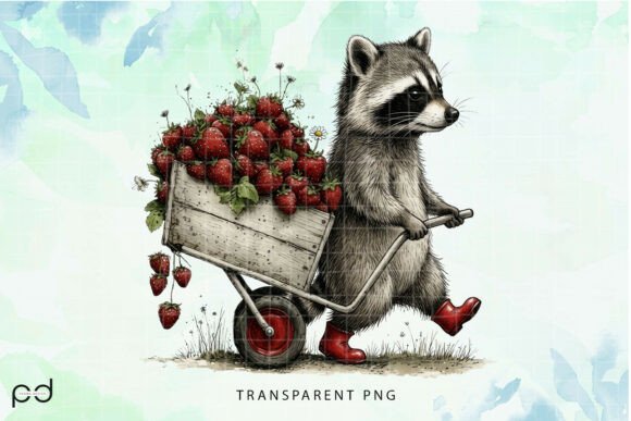 Sweet Strawberry Raccoon (5) Graphics
