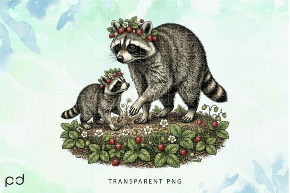 Sweet Strawberry Raccoon (6) Graphics