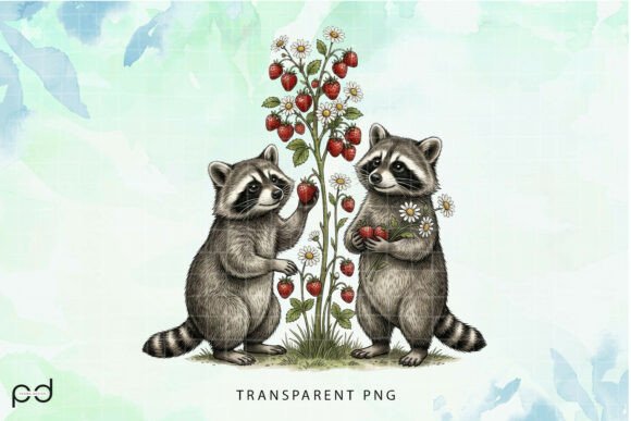 Sweet Strawberry Raccoon (7) Graphics