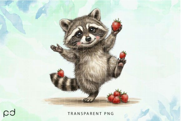 Sweet Strawberry Raccoon (8) Graphics