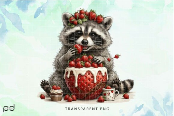 Sweet Strawberry Raccoon Graphics