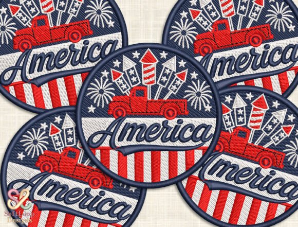 USA Patriotic Patch Embroidery Design