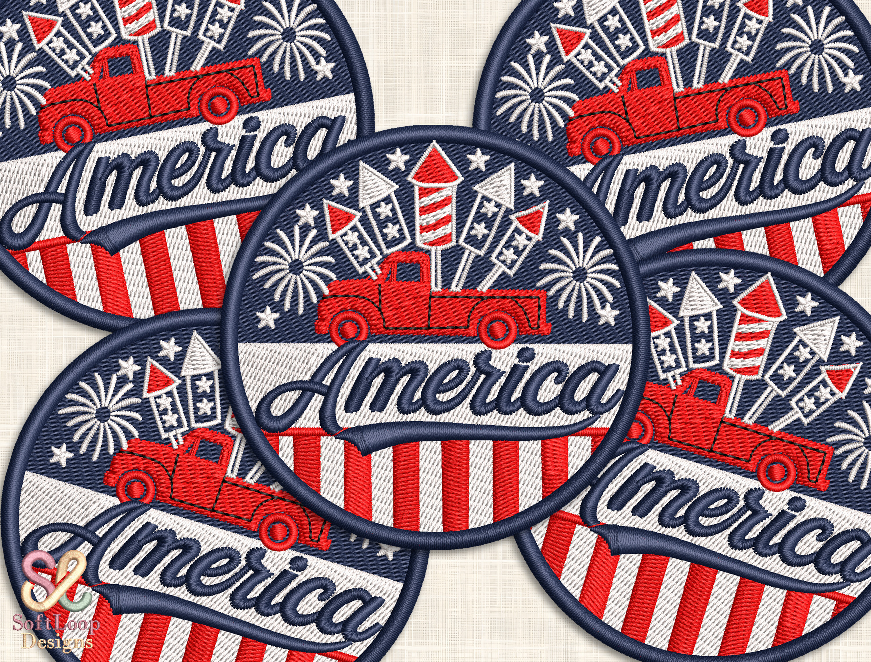 USA Patriotic Patch Embroidery Design