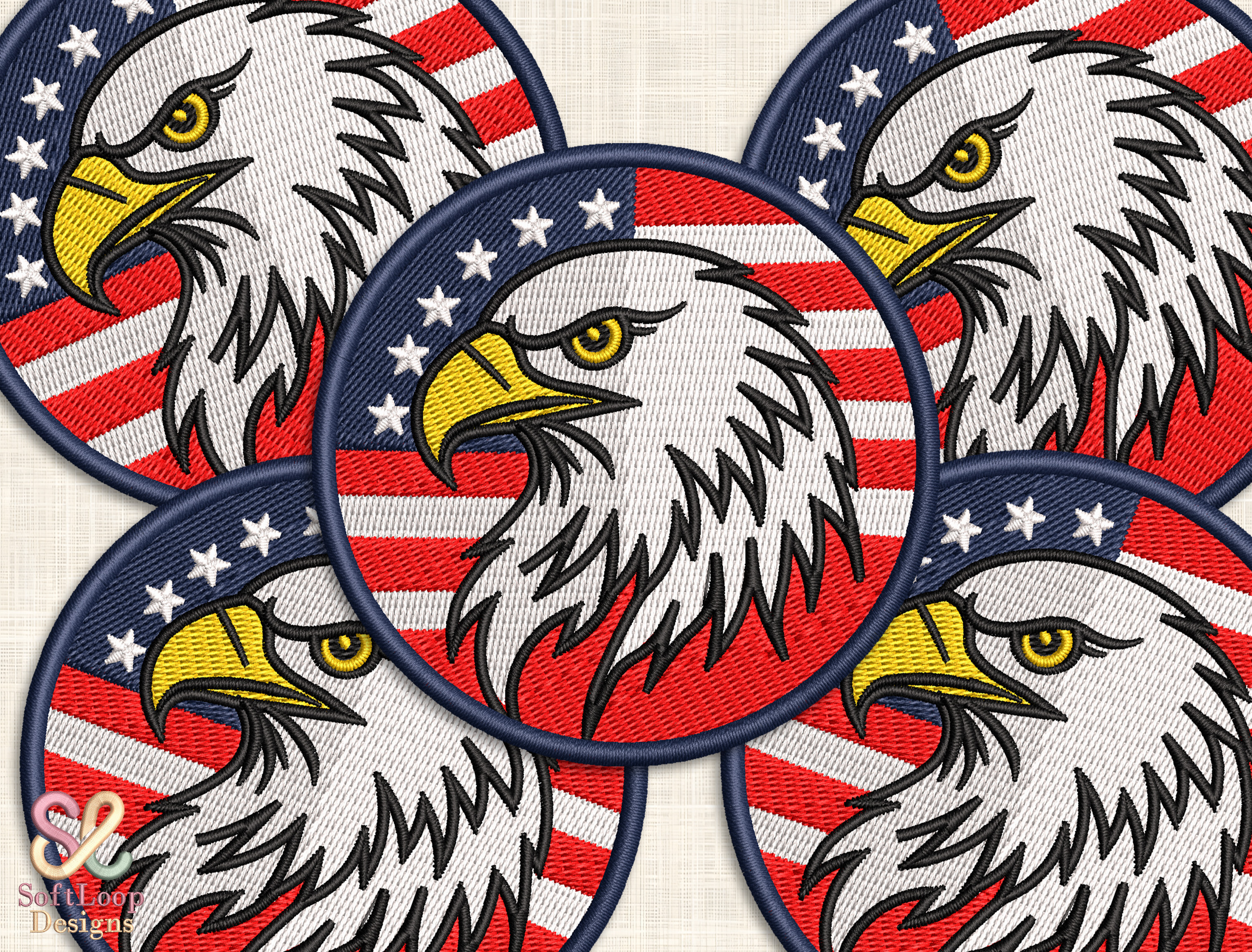 USA Patriotic Patch Embroidery Design