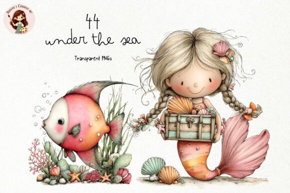Under the Sea PNG Clipart Set Grafika Ilustracje do Druku Przez Nicolle's Colorful Art