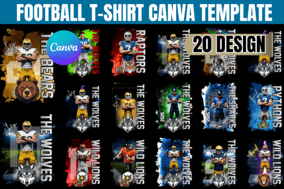 20 Football T-Shirt Canva Templates