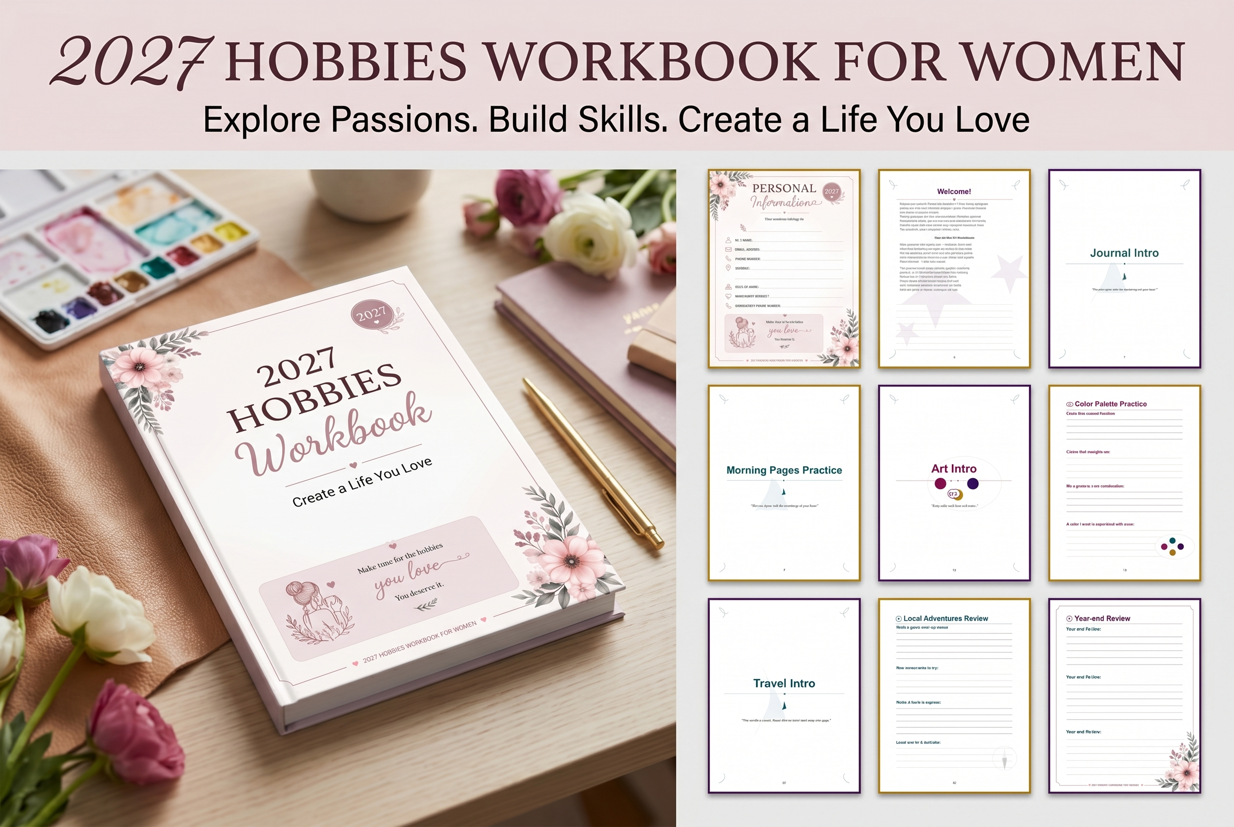 2027 Hobbies Workbook for Women Graphic by KDP Studio · Creative Fabrica